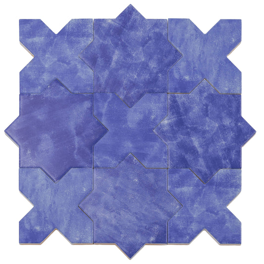 Sample-Cornflower Blue 5" Star with Cross Matte Ceramic Wall and Floor Tile (10.76 sq ft/case) - 54 Pack