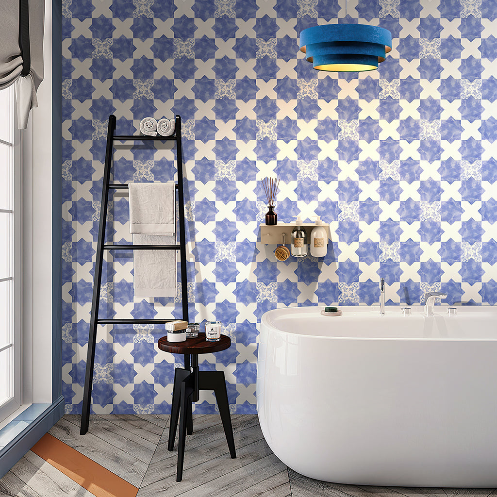 Cornflower Blue 5x5 Star Ceramic Tile for Spanish-Inspired Accent