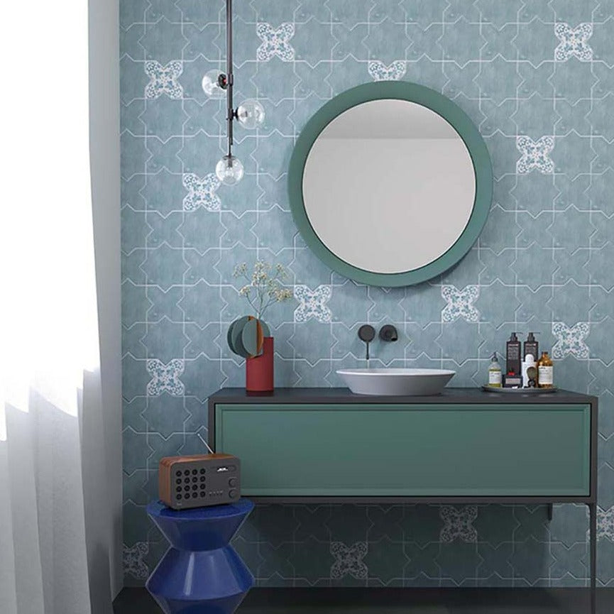 27 pack Siena 5.35 in. x 5.35 in. Matte Green Ceramic Cross-Shaped Wall and Floor Tile (5.37 sq ft/case) - Sample