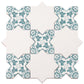 5 inch white star matte ceramic wall and floor tile with pistachio green decorative cross pattern