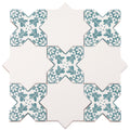 Sample - 5" White Star with Pistachio Green Cross Deco Matte Ceramic Wall and Floor Tile (10.76 sq ft/case) - 54 Pack