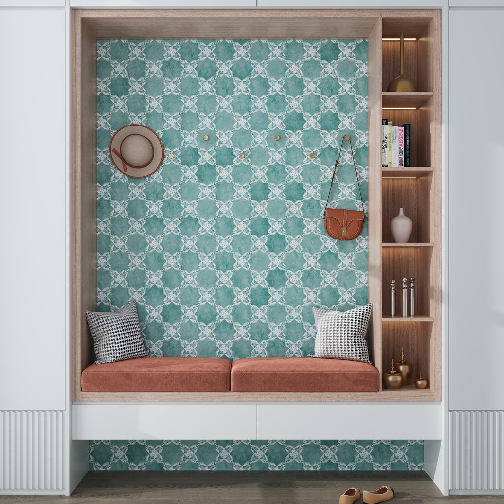 27 pack Siena 5.35 in. x 5.35 in. Matte Green Ceramic Cross-Shaped Wall and Floor Tile (5.37 sq ft/case) - Sample