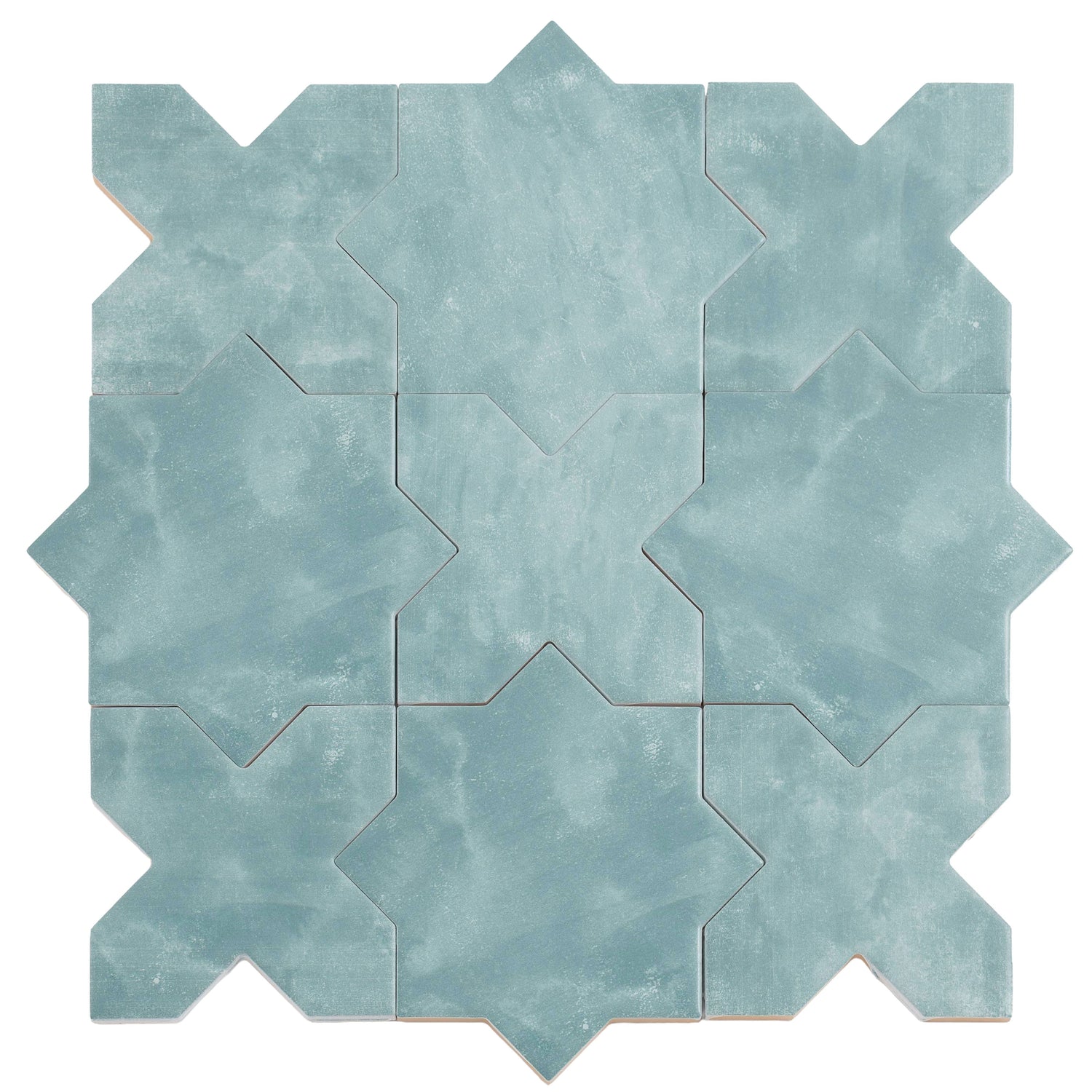 Pistachio green 5 inch star and cross matte ceramic wall and floor tiles