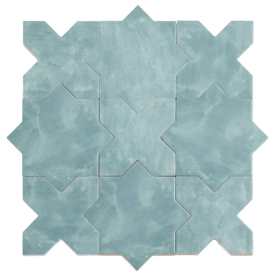 Pistachio green 5 inch star and cross matte ceramic wall and floor tiles