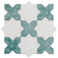 5 inch white star with pistachio green cross matte ceramic wall and floor tile arranged pattern