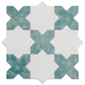 5 inch white star with pistachio green cross matte ceramic wall and floor tile arranged pattern