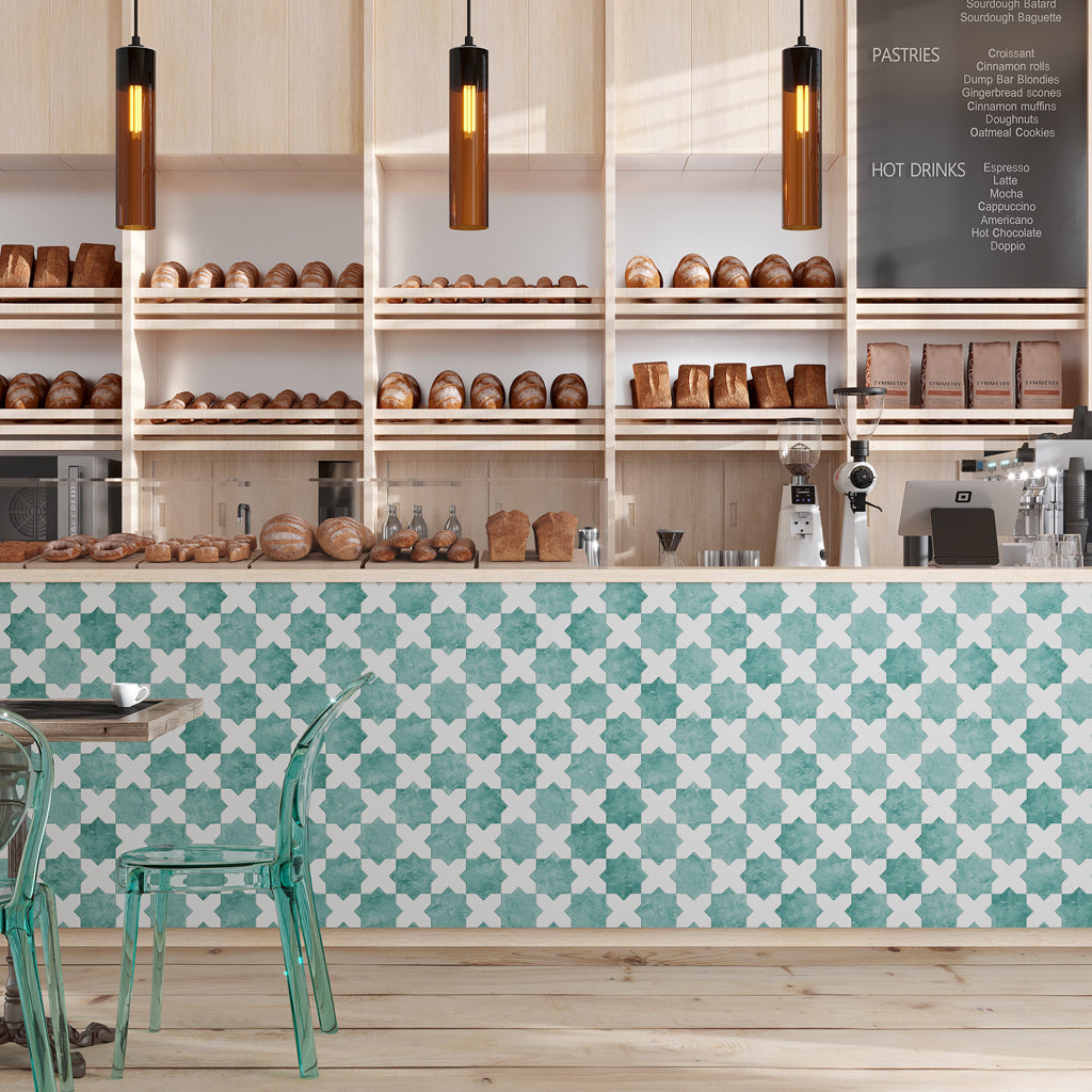 27 pack Siena 5.35 in. x 5.35 in. Matte Green Ceramic Cross-Shaped Wall and Floor Tile (5.37 sq ft/case) - Sample