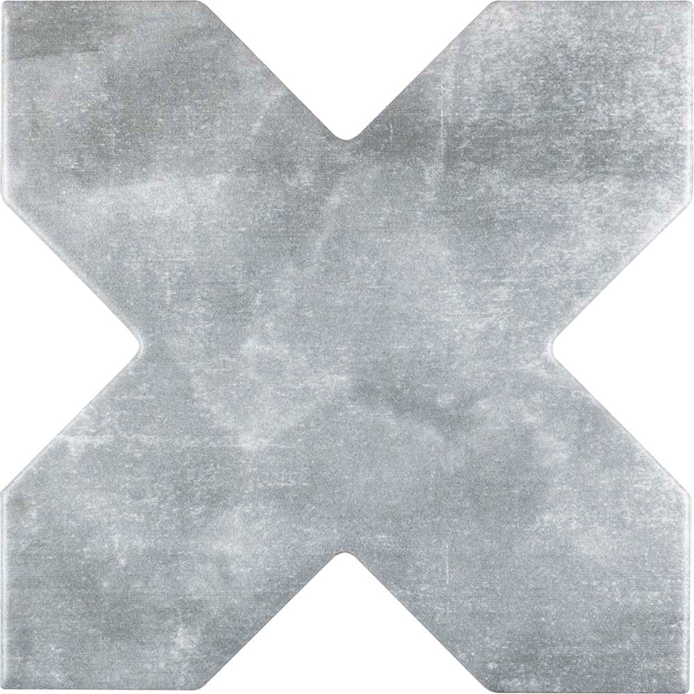 Gray 5 inch star with cross matte ceramic wall and floor tile with textured surface