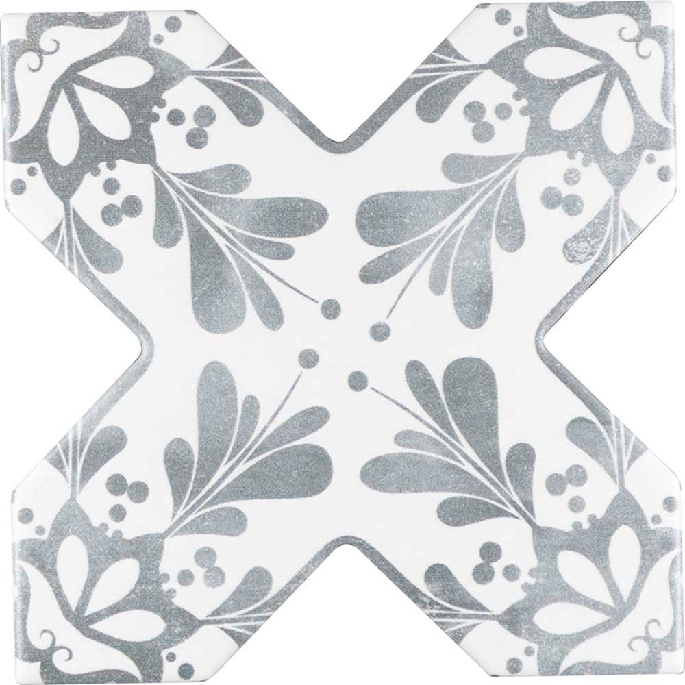 5 inch charcoal black star tile with gray cross pattern matte ceramic for wall and floor