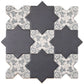 5 inch charcoal black star and gray floral cross matte ceramic wall and floor tiles