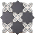 Sample - 5" Charcoal Black Star with Gray Cross Deco Matte Ceramic Wall and Floor Tile (10.76 sq ft/case) - 54 Pack