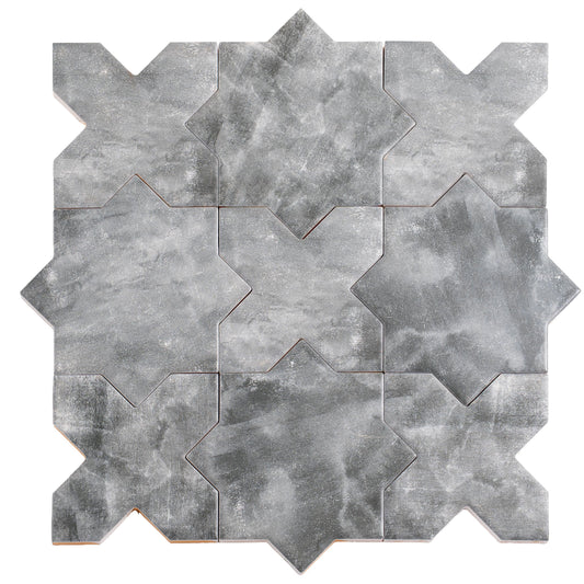 Sample-Gray 5" Star with Cross Matte Ceramic Wall and Floor Tile (10.76 sq ft/case) - 54 Pack