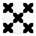 5 inch pearl white star and black cross glossy ceramic wall and floor tile in interlocking pattern