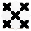 Sample - 5" Pearl White Star with Black Cross Glossy Ceramic Wall and Floor Tile (10.76 sq ft/case) - 54 Pack