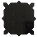 Glossy black ceramic tiles shaped as 5-inch stars and crosses for wall and floor