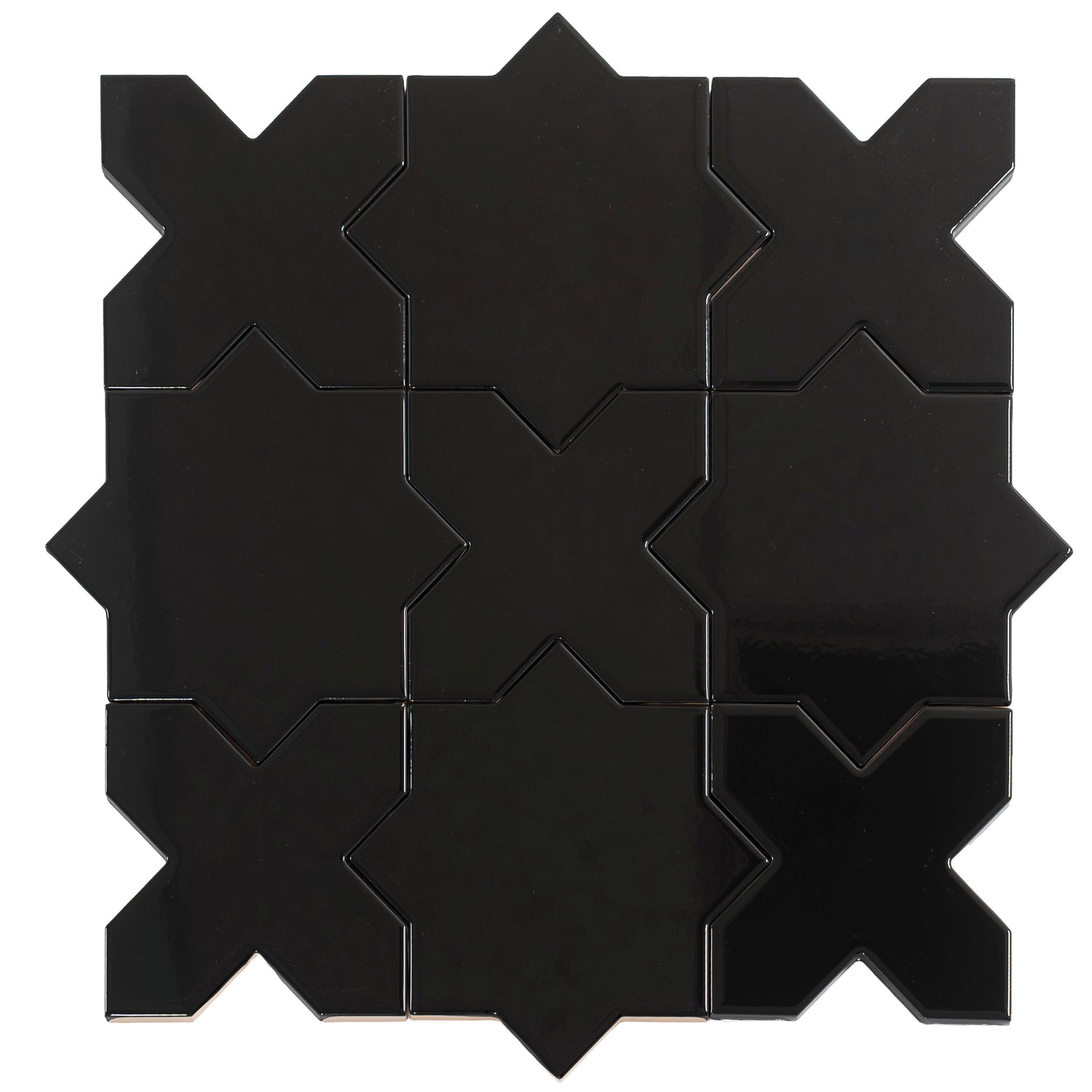 Black 5" Star with Cross Glossy Ceramic Wall and Floor Tile (10.76 sq ft/case) - 54 Pack