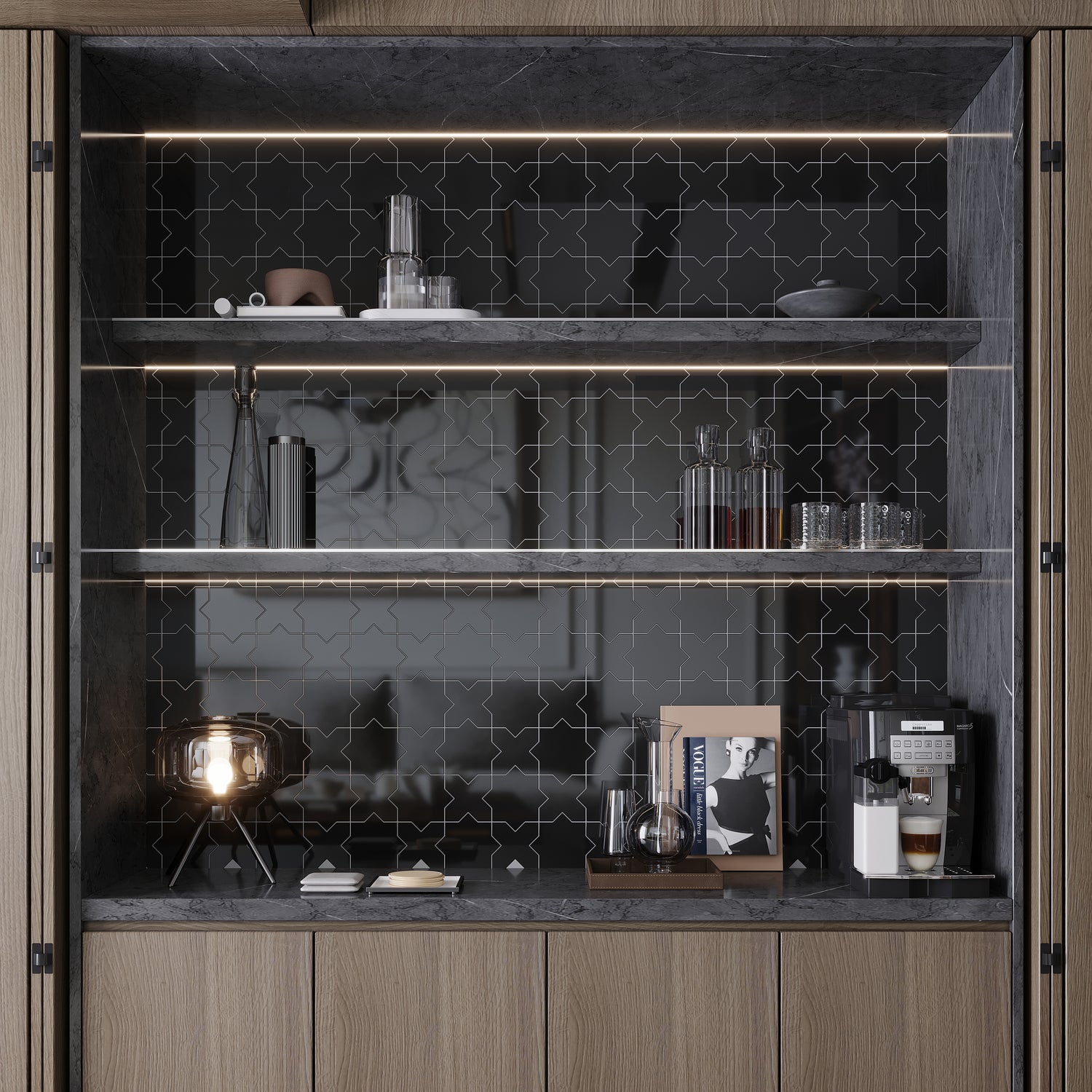 Sample - Black 5" Star with Cross Glossy Ceramic Wall and Floor Tile (10.76 sq ft/case) - 54 Pack
