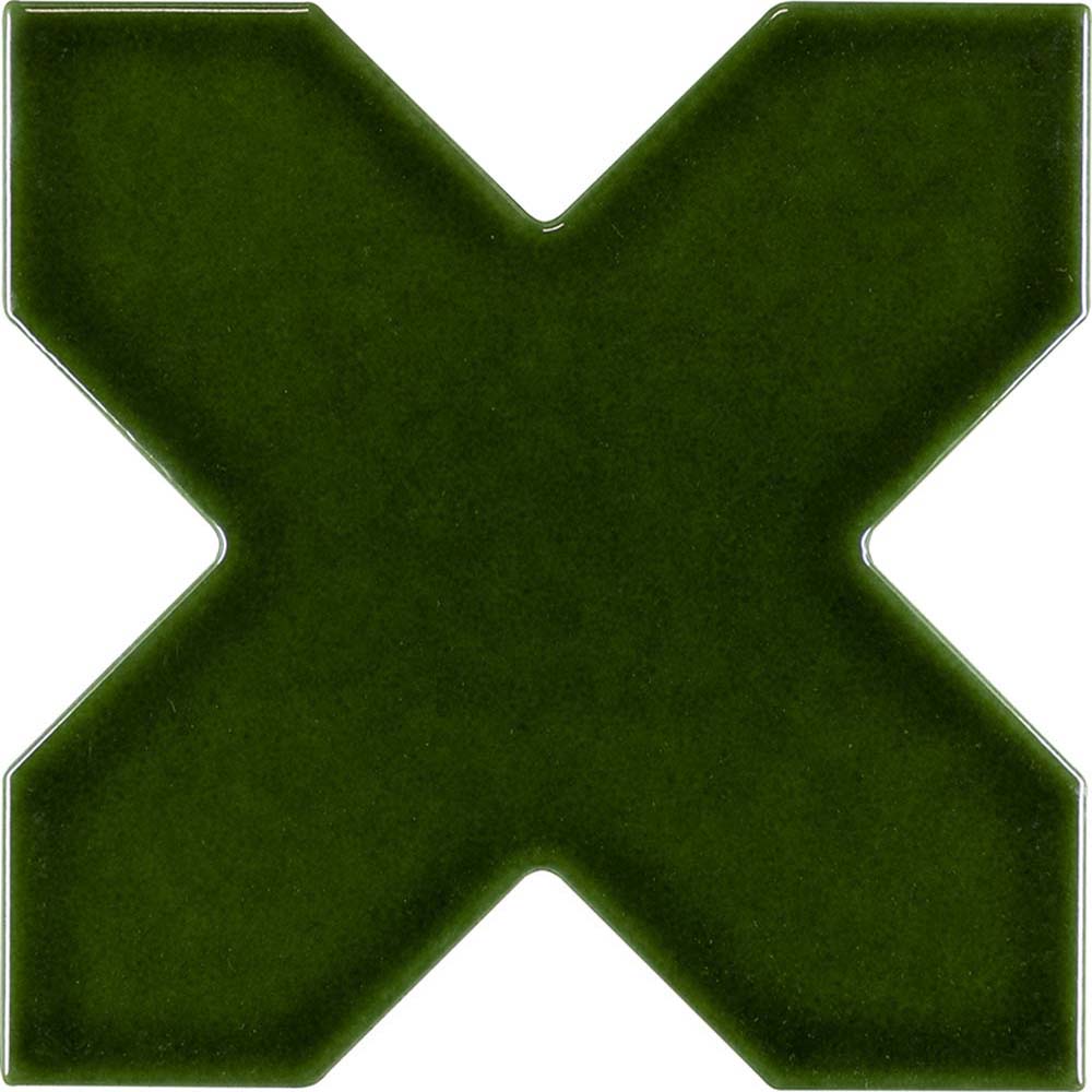 Dark Green 5" Star with Cross Glossy Ceramic Wall and Floor Tile (10.76 sq ft/case) - 54 Pack