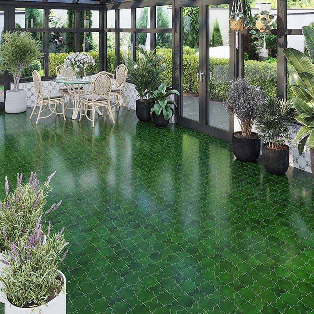 Dark Green 5x5 Glossy Cross Ceramic Tile (27 pack, 5.37 sq ft/case) - Sample