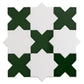 Sample - 5" Pearl White Star with Dark Green Cross Glossy Ceramic Wall and Floor Tile (10.76 sq ft/case) - 54 Pack