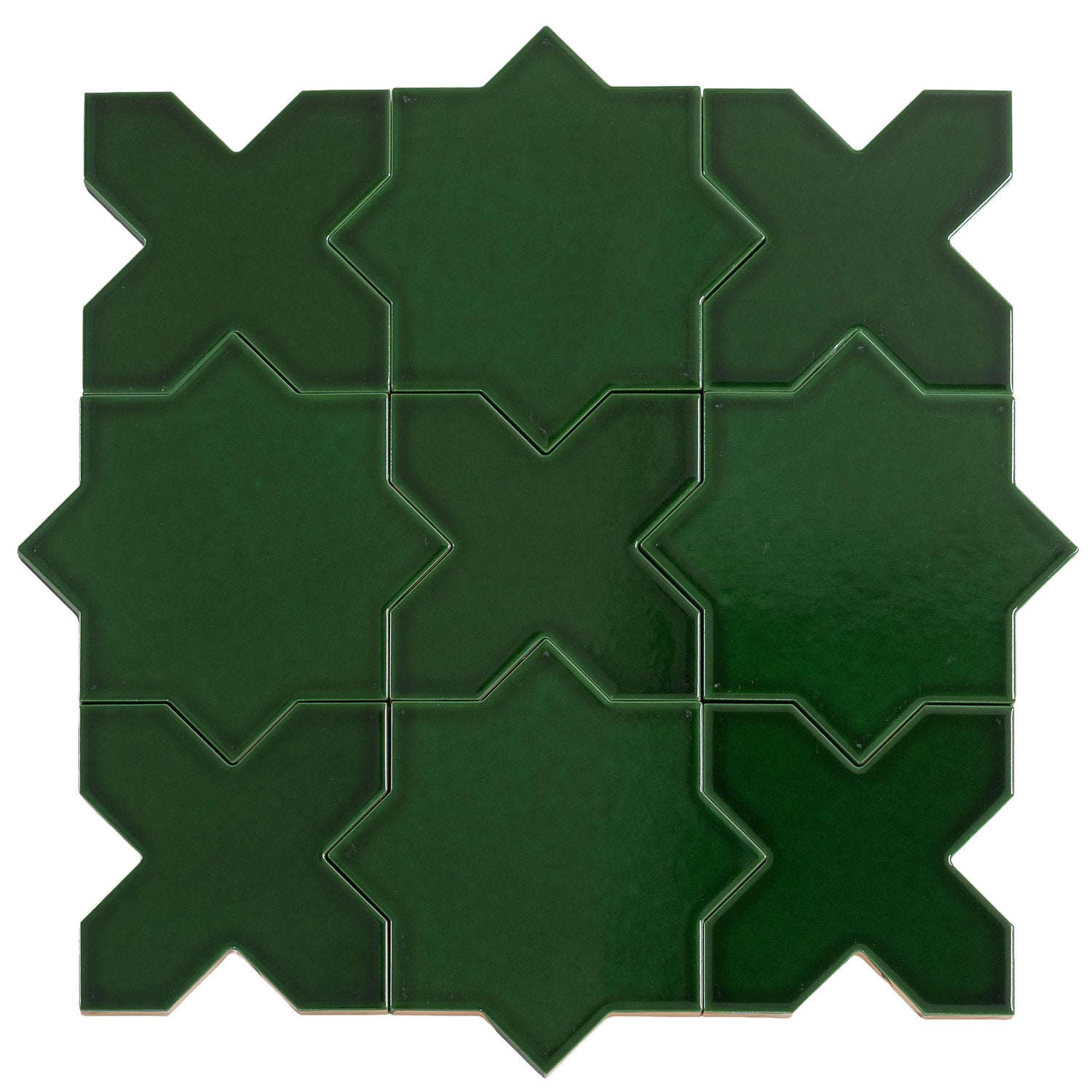Sample - Dark Green 5" Star with Cross Glossy Ceramic Wall and Floor Tile (10.76 sq ft/case) - 54 Pack