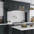 White matte ceramic star-shaped 5x5 inch tiles used as kitchen backsplash and wall