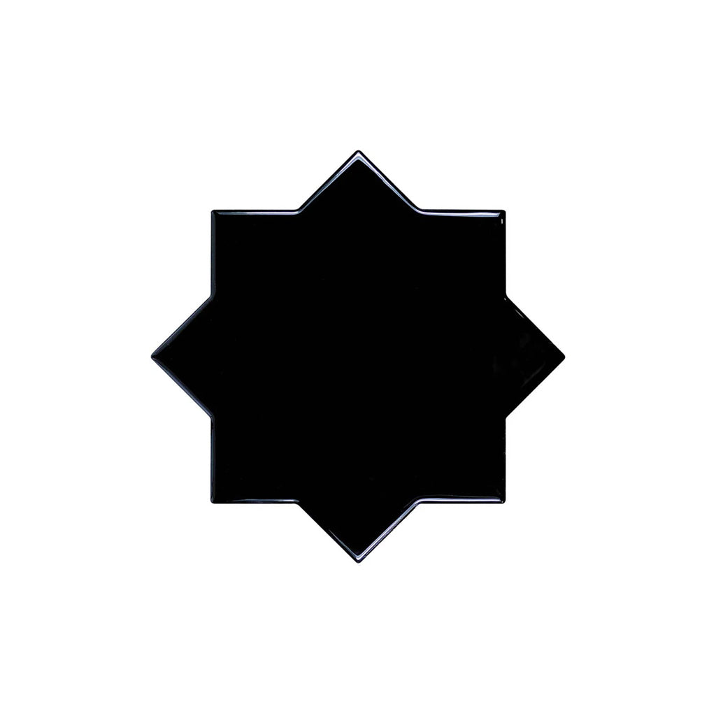 Black 5x5 Glossy Star Ceramic Tile (27 pack, 5.37 sq ft/case)