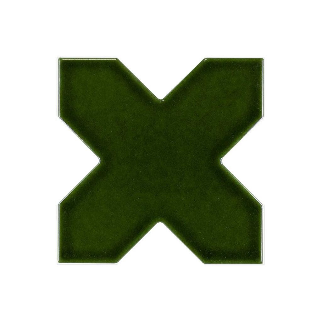 Dark Green 5x5 Glossy Cross Ceramic Tile (27 pack, 5.37 sq ft/case)