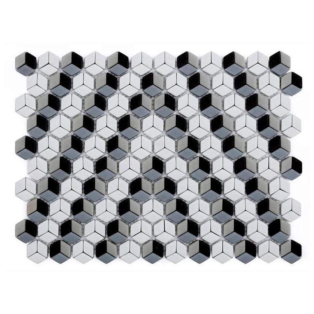 Vidrio 11.8 in. x 14 in. Polished Grey and White Recycled Glass Mosaic Wall and Floor Tile (5.55 sq ft/case) - 5 pack