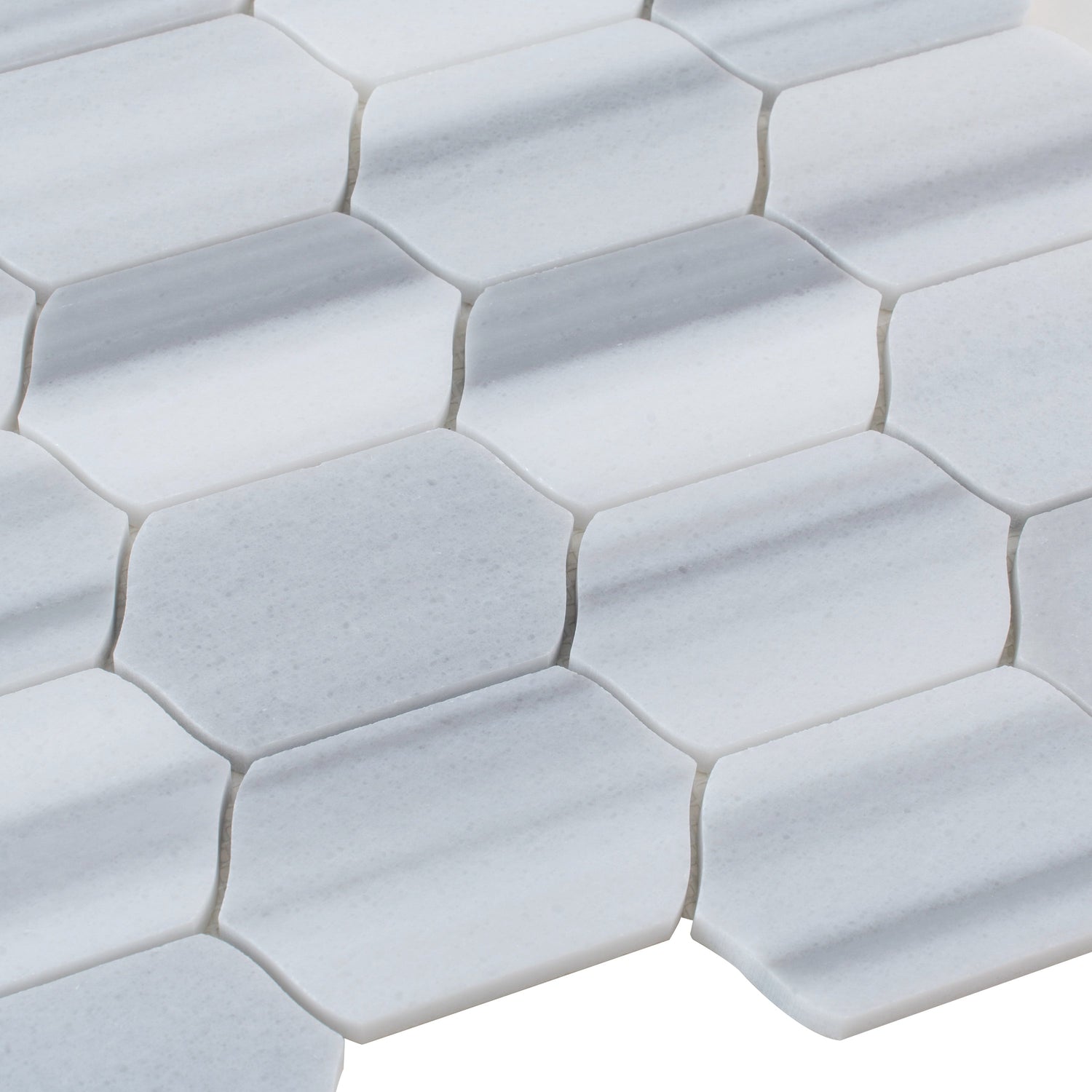 Sample - Cloud Gray 12x13 Polished Equator Marble Hexagon Mosaic tile (5 pack, 5.59 sq ft/case)