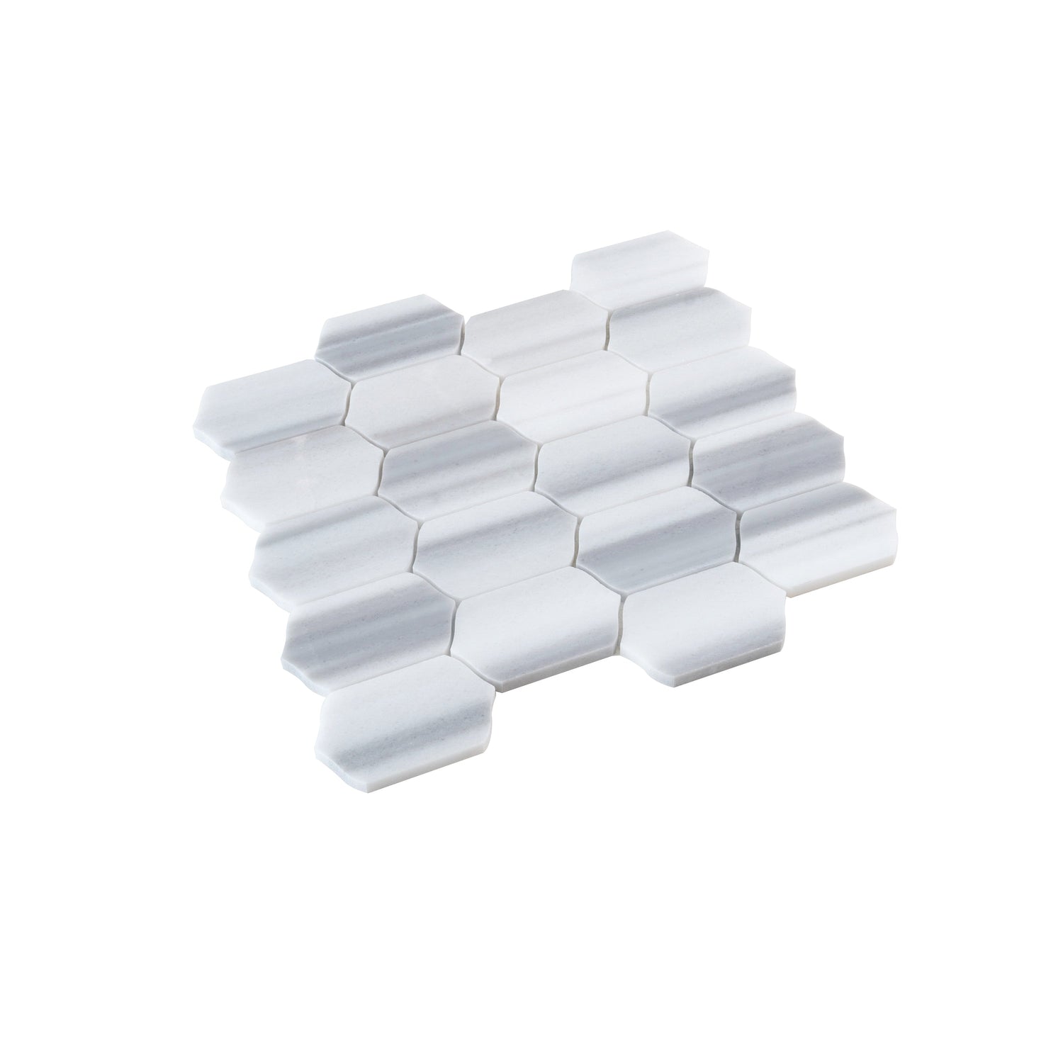Sample - Cloud Gray 12x13 Polished Equator Marble Hexagon Mosaic tile (5 pack, 5.59 sq ft/case)
