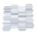Cloud gray polished marble hexagon mosaic tile with smooth and ridged textures in gray and white tones