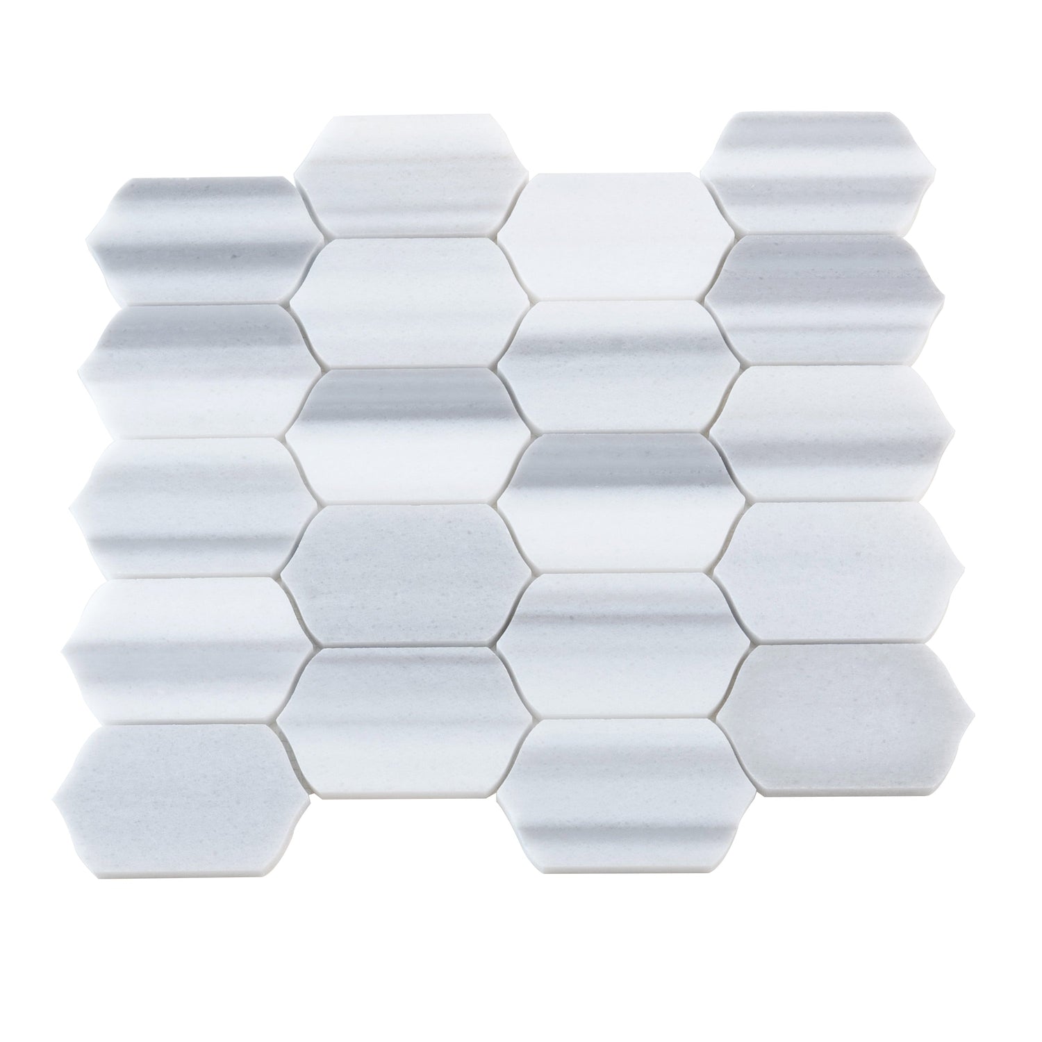 Sample - Cloud Gray 12x13 Polished Equator Marble Hexagon Mosaic tile (5 pack, 5.59 sq ft/case)