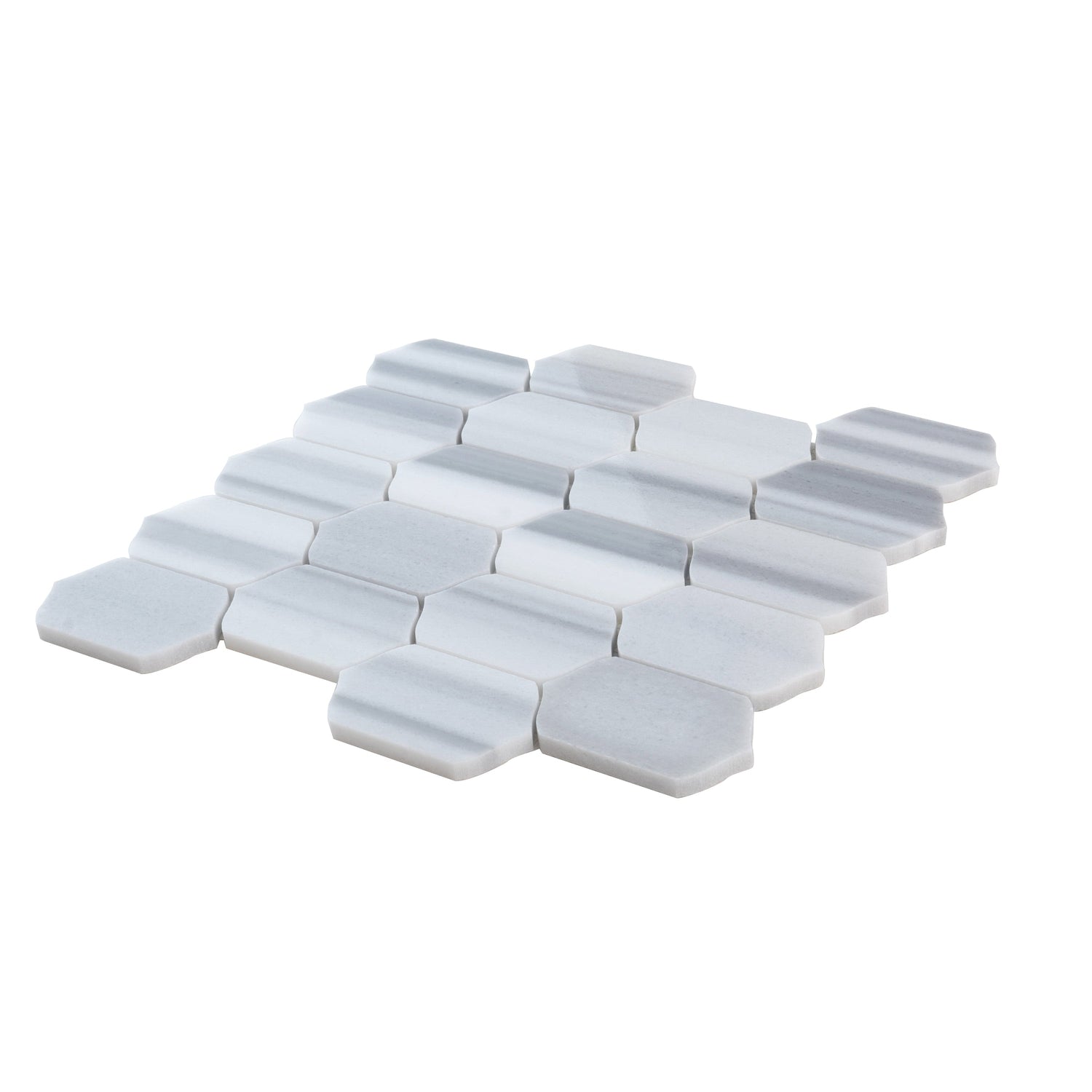 Sample - Cloud Gray 12x13 Polished Equator Marble Hexagon Mosaic tile (5 pack, 5.59 sq ft/case)