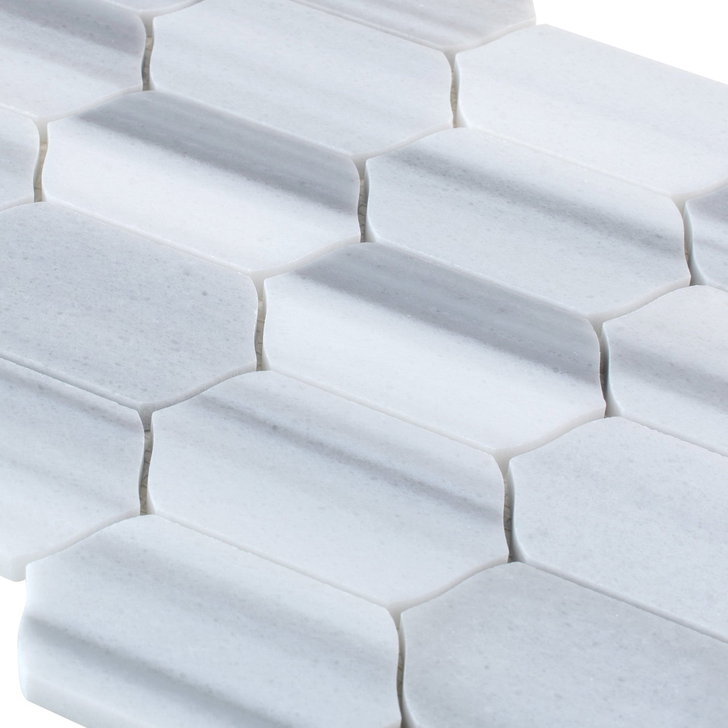 Sample - Cloud Gray 12x13 Polished Equator Marble Hexagon Mosaic tile (5 pack, 5.59 sq ft/case)