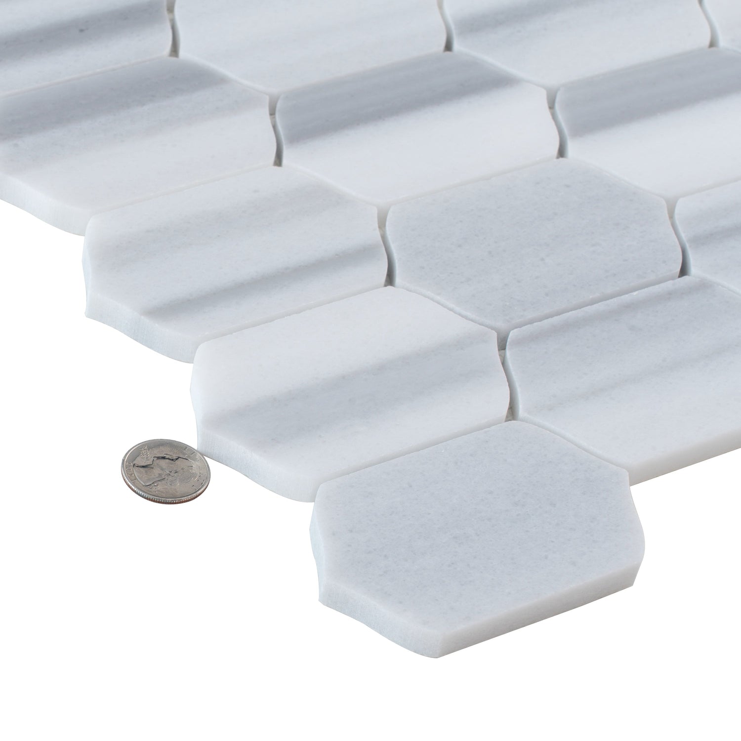 Sample - Cloud Gray 12x13 Polished Equator Marble Hexagon Mosaic tile (5 pack, 5.59 sq ft/case)