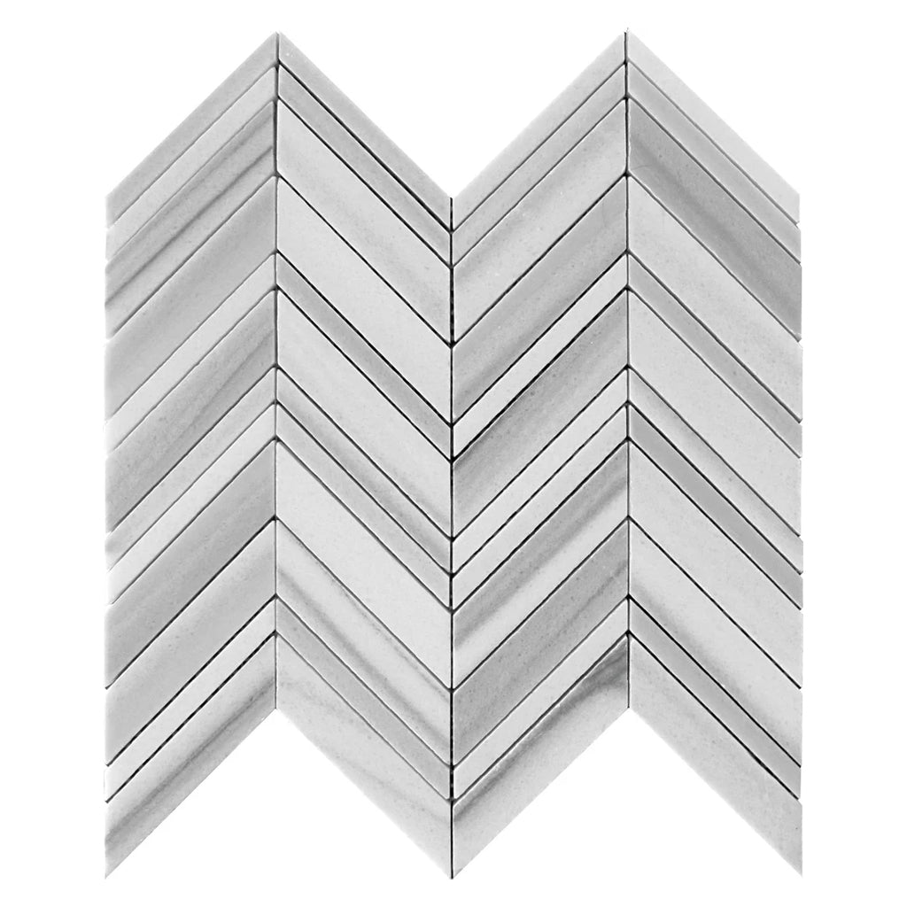 Gray 12x12 Polished Herringbone Equator Marble Mosaic Tile (5 pack, 5.08 sq ft/case)