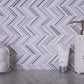 White, Gray 11x11 Polished Equator Marble Herringbone Mosaic tile (5 pack, 4.35 sq ft/case)