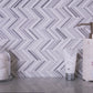 Sample - White, Gray 11x11 Polished Equator Marble Herringbone Mosaic tile (5 pack, 4.35 sq ft/case)