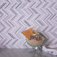 Sample - White, Gray 11x11 Polished Equator Marble Herringbone Mosaic tile (5 pack, 4.35 sq ft/case)