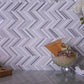 Sample - White, Gray 11x11 Polished Equator Marble Herringbone Mosaic tile (5 pack, 4.35 sq ft/case)