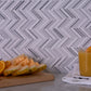 Sample - White, Gray 11x11 Polished Equator Marble Herringbone Mosaic tile (5 pack, 4.35 sq ft/case)