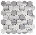 Sample - Gray 12x12 Polished Hexagon Equator Marble Mosaic Tile (5 pack, 4.83 sq ft/case)