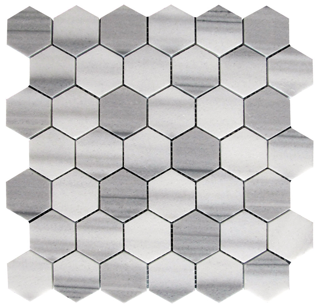 Gray 12x12 Polished Hexagon Equator Mosaic Tile (5 pack, 4.83 sq ft/case) - Sample