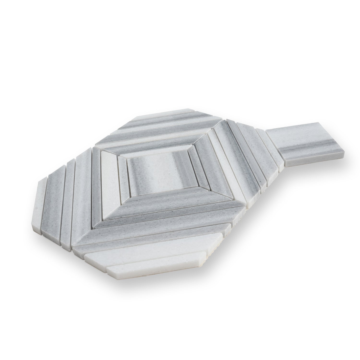 Sample - Cloud Gray 9x11 Polished Equator Marble Mosaic tile (5 pack, 3.53 sq ft/case)