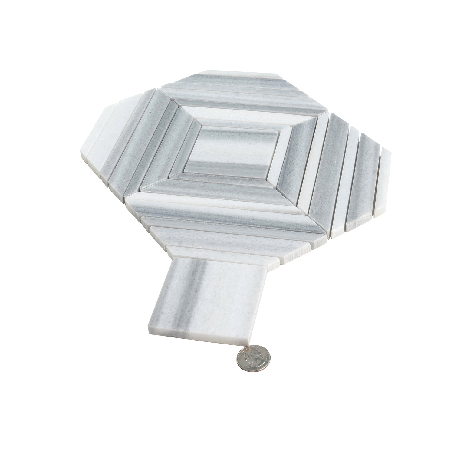 Sample - Cloud Gray 9x11 Polished Equator Marble Mosaic tile (5 pack, 3.53 sq ft/case)