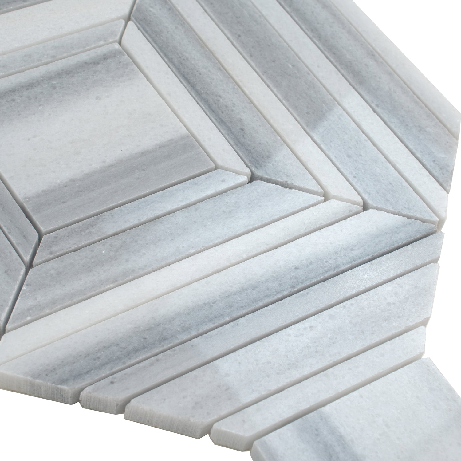 Sample - Cloud Gray 9x11 Polished Equator Marble Mosaic tile (5 pack, 3.53 sq ft/case)