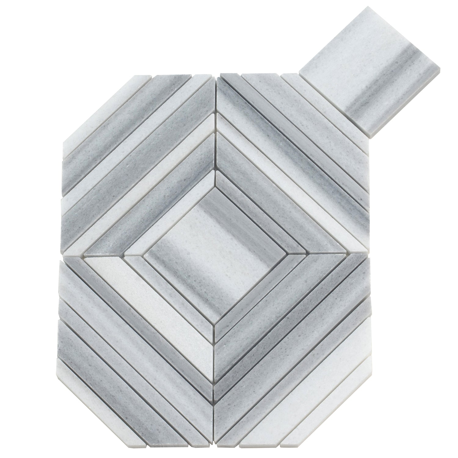 Sample - Cloud Gray 9x11 Polished Equator Marble Mosaic tile (5 pack, 3.53 sq ft/case)