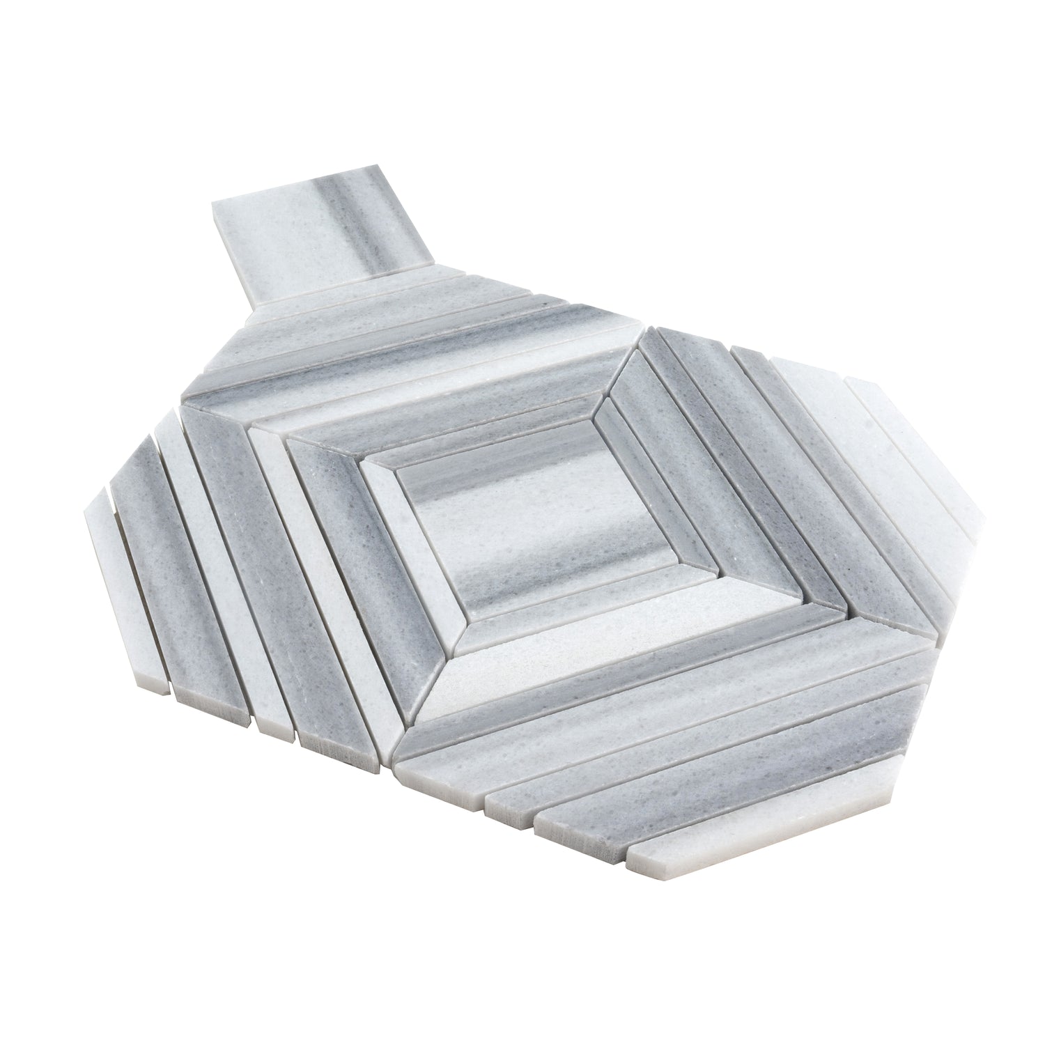 Sample - Cloud Gray 9x11 Polished Equator Marble Mosaic tile (5 pack, 3.53 sq ft/case)
