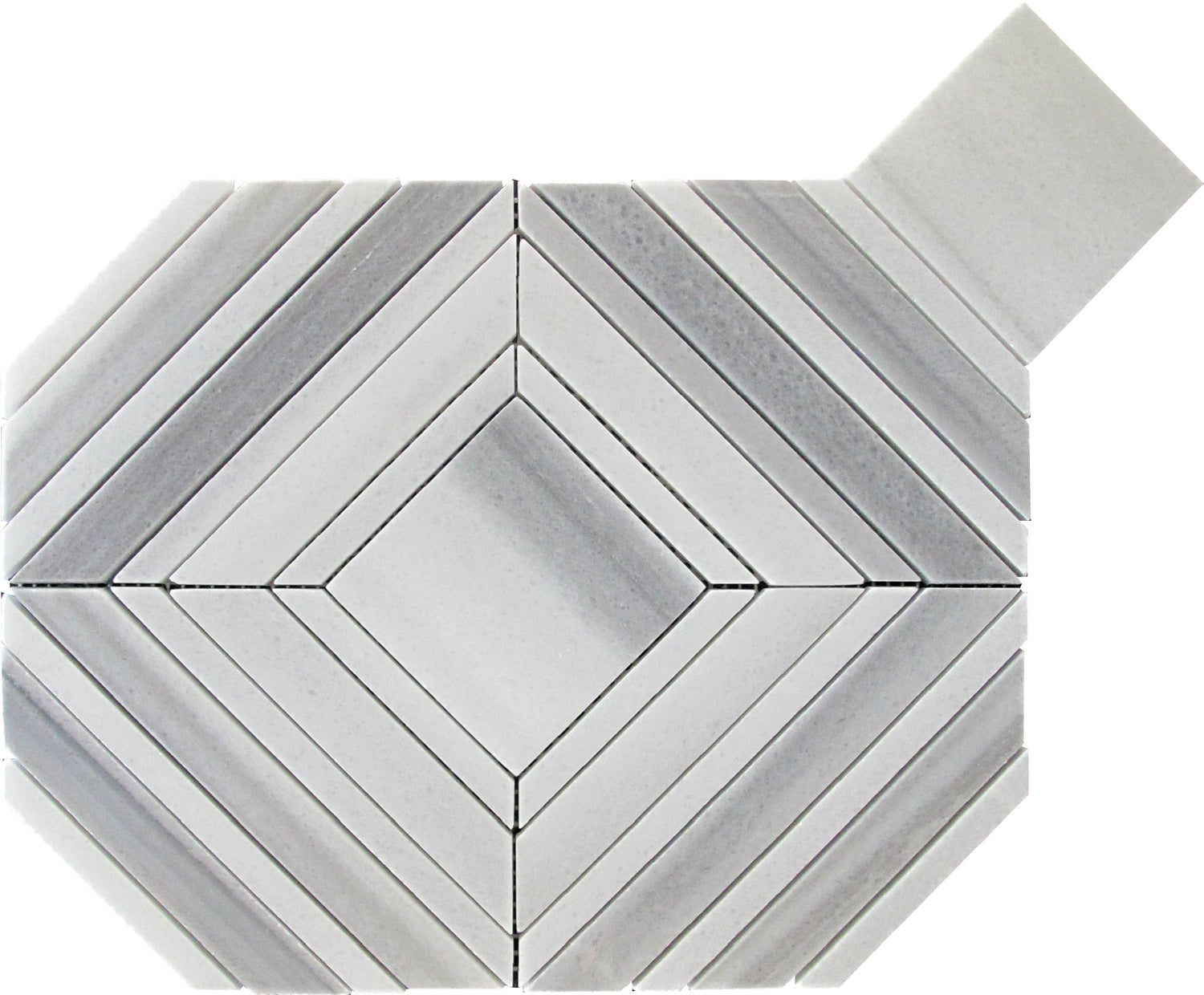 Sample - Cloud Gray 9x11 Polished Equator Marble Mosaic tile (5 pack, 3.53 sq ft/case)
